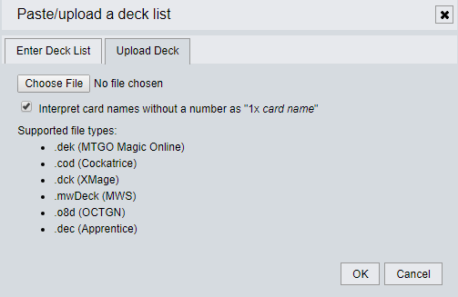 Paste or Upload to Deckstats